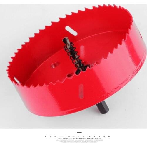 Red Hole Saw with Pi-lot Drill Metal Cutting Depth Hole Cutter for Wood Plastic/ Drywall/Plasterboard 150 M-M