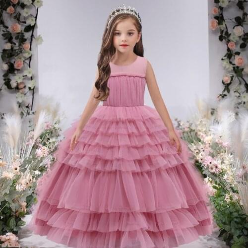 Flower Girl Dress Princess Pageant Formal Party Dresses Sleeveless Kid Girls Wedding Party Prom Gown Children Christmas Clothes