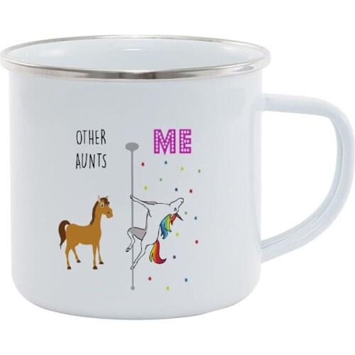 Stainless Steel Camping Coffee Mug Gift, Unicorn Mug, Auntie Cup from Niece and Nephew,Birthday Christmas Outdoors Metal Enamel