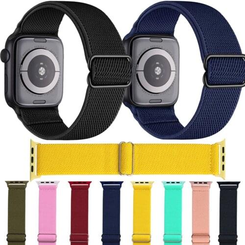 Adjustable Stretchy Nylon Solo Loop Bands for Apple Watch 38mm 40mm Braided Sport Elastics Strap for iWatch Series 6 5 4 3 2 1SE