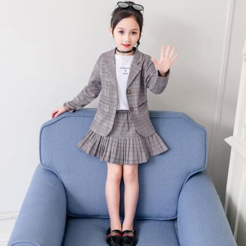 Japanese Style Schoolgirl Plaid Skirt + Jacket Blazer Clothing Girls School Suit for Kids Fashion Sexy Uniforms Costume Blazer