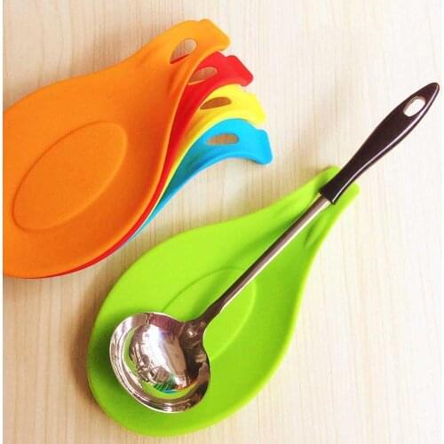 ZKNOC 1pc Silicone Spoon Rest Heat Resistant Utensil Spatula Holder Tray Placemat Spoon Utensil Rest Cooking Tool Kitchen Tools