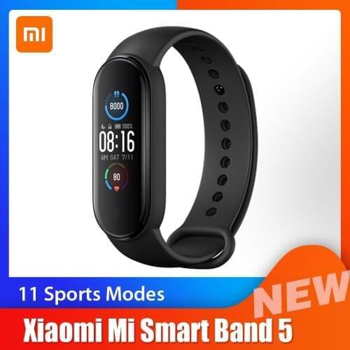 Free Shipping Xiaomi Mi Band 5 Smart Bracelet 1.1" AMOLED Colorful Screen Heart Rate Fitness Tracker Bt5.0 Waterproof Miband5