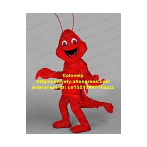 Quiet Red Lobster Langouste Crayfish Shrimp Prawn Natantia Caridea Mascot Costume With Big Black Mouth Long Tail No.7457 FS
