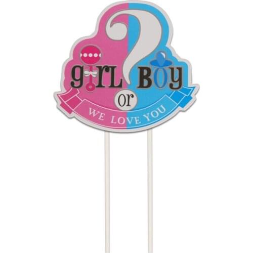 Girl or Boy Cake Topper Pink Blue Cupcake Toppers for Baby Shower Birthday Anniversary Festival Party Decoration