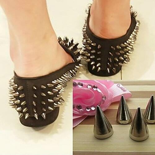 100Pcs 9.5mm Punk Silver Cone Spikes Screwback Studs DIY Craft Cool Rivets Punk Silver Cone