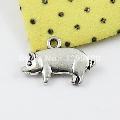150pcs/lot Metal Zinc Alloy Silver Tone Pig Pendant For Necklace DIY Jewelry Making Accessories 20x13mm (K01279)