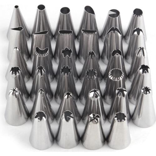 35pcs Stainless Steel Icing Piping Nozzles Set Reusable Cake Decorating Tools Cream Pastry Tips Kitchen Baking Accessories