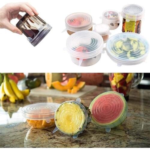 6/12 Pcs Reusable Silicone Strech Lids Universal Leakproof Bowl Pot Lid Food Fresh Covers Microwave Cover Kitchen Accessories 5z