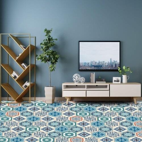 6pcs/12pcs/set 3D Morocco Style Hexagon Tile Sticker For Living Room Bedroom Retro Mosaic PVC Adhesive Waterproof Wallpaper