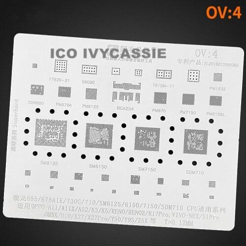 Amaoe OV4 For OPPO K5 RENO2 R17Pro VIVO NEX U10 X27Pro BGA Stencil SM6125 6150 7150 Solder Ball Reball Pins Tin Plant Net Square