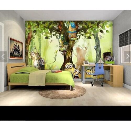 Custom animation wallpaper, forest small yellow man cartoon murals for childrens room living room bedroom backdrop wallpaper