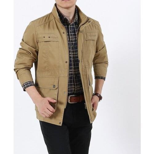 Free shipping Fashion Men casual jacket long sleeves big size outwear stand collar multi pockets outfits blouse plus size8XL 5xl