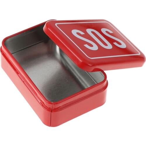 Portable SOS Tin Medicine Pill Storage Case Lid Container For Outdoor Survival Gear Kits Set First Aid Pill Box First-aid Kit 1X