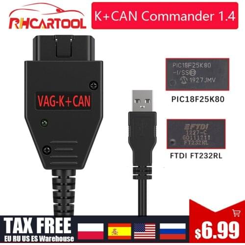 OBD2 For VAG K CAN Commander 1.4 FTDI FT232RL PIC18F25K80 OBD2 Scanner Diagnostic Tool For VAG K-line For Audi Q7 A2 A3 A4 A6 A8