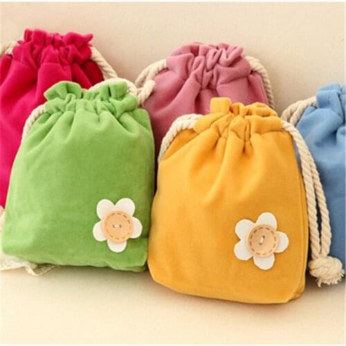 DL T cute little flower drawing pocket creative fresh candy color sanitary cotton bag Stationery office supplies for students