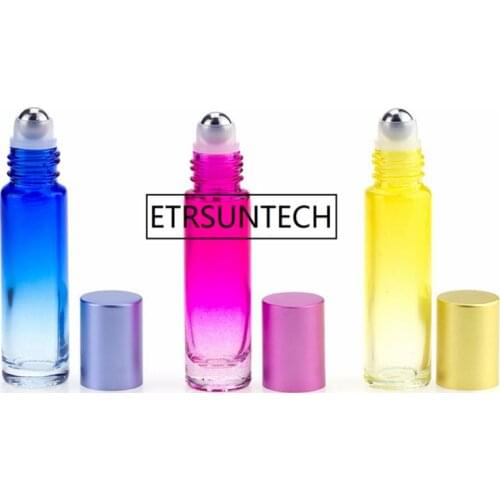 10ml Perfume Bottles Gradient Color Refillable Bottles Thick Glass Roll On Essential Oil Empty Bottles F1241