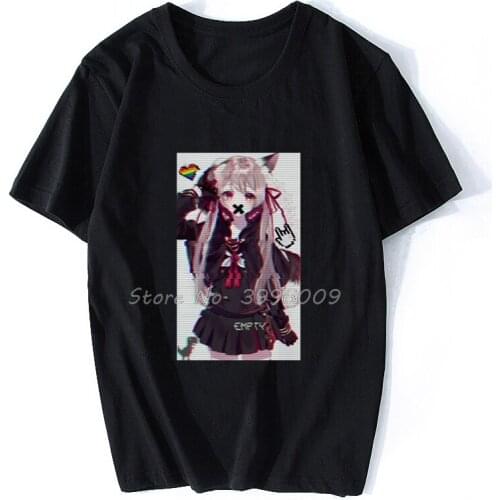 T-Shirt Sexy Anime Manga Girl Futuristic Vaporwave Japan Japanese Aesthetic Synthwave Retrowave Neon Neo Tokyo Webpunk Men Tees