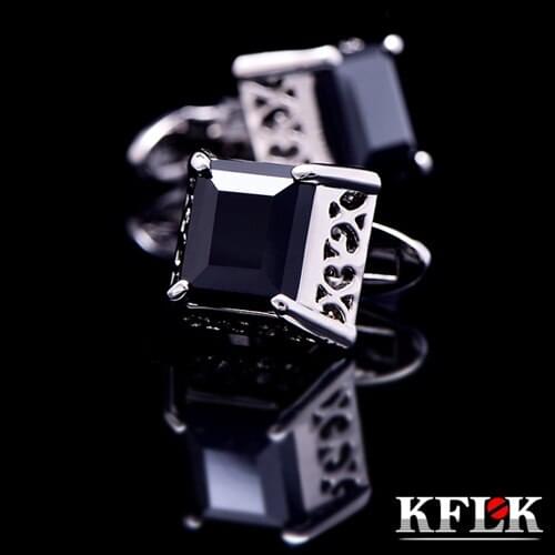 KFLK jewelry 2020 shirt cufflinks for mens Brand cuff buttons Atmosphere cuff links Black gemelos High Quality Retro abotoaduras