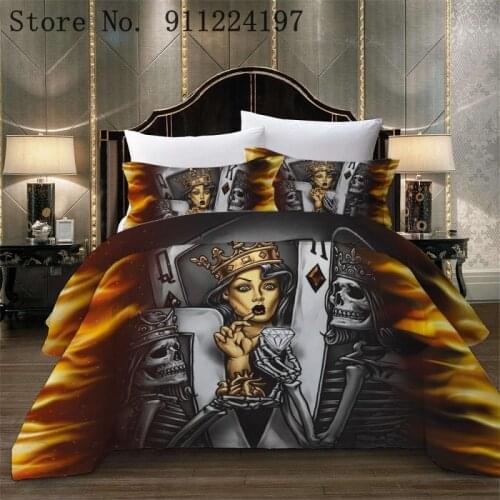 Diamond Queen Duvet Cover 3D Printed Gothic Adult Comforter Bedding Set 2/3pcs Poker Queen Bedclothes Single Double Queen King