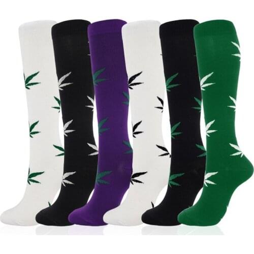 Men Women Compression Sports Socks Knee High Printed Nylon Hosiery Footwear Sportswear Accessories