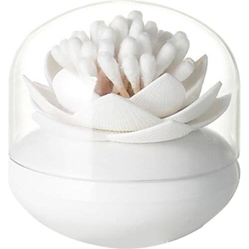 Lotus Toothpick Box Funny Storage Holder Cotton Swab Holder For Dining Room Bedroom Living Room (White Large Size)