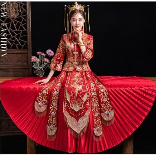 Oriental Style Bride Costume High-quality Embroidery Modern Classic Wedding Dress Cheongsam China Qipao костюм для восточных