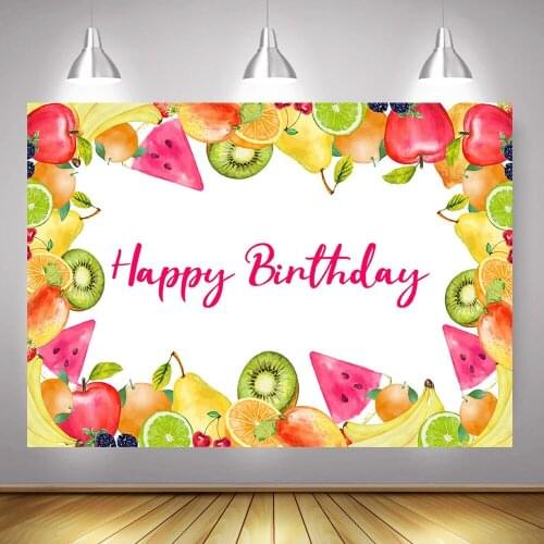 Summer Fruit Theme Birthday Backdrop Photography Fruit Party Selfie Photo Background Kids Birthday Cake Table Backdrops Decor