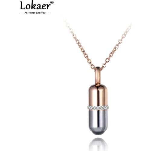 Lokaer Fashion Titanium Stainless Steel Pill Choker Necklace "You Are Sick, I Have Medicine" Lovely Pendant Chain Jewelry N19063