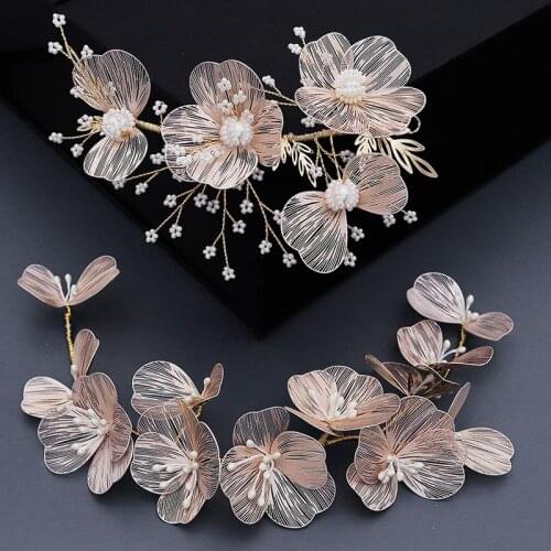 MOGAKU Bohemia Headdress Women Fashion Flower Hair Accessories Bride Pearl Decoration Headbands Handmade Korean Hair Jewelry