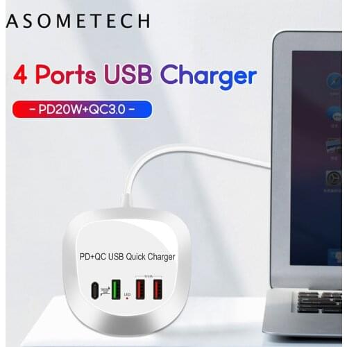 Multi USB Fast Charger Hub 4 USB Adapter Phone Charger PD QC3.0 Quick Charge For iPhone Samsung Xiaomi Mini Desktop USB Charger