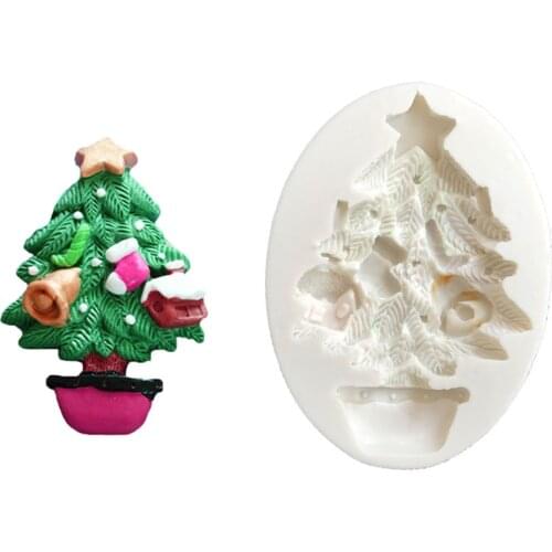 New Christmas Tree Fondant Cake Silicone Mold Chocolate Candy Molds Cookies Pastry Biscuits Mould Baking Cake Decoration Tools