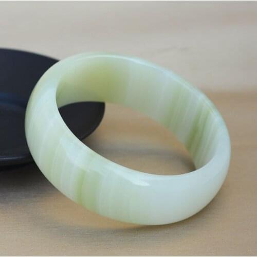 Drop Shipping Womens Bangle Natural Stripe Afghanistan Jade Stone Bangles 22mm Widen Round Bracelets Pretty Womens Jewelry