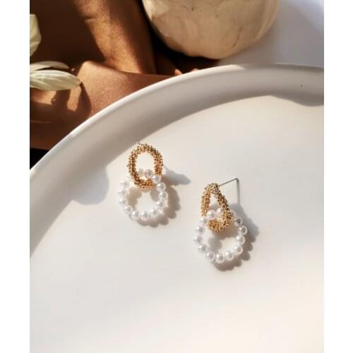 S925 needle Simulated Pearl Earrings Hot Selling Fashion Jewelry Metal Alloy Golen Plating Fairy Dangle Drop Earrings Gifts