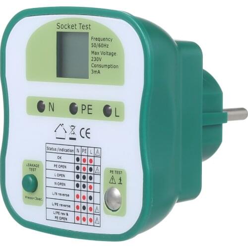 Smart Socket Tester Digital LCD Display Wall Sockets Circuit Breaker Finder RCD Test Leakage Test Socket Outlet Safety Tester