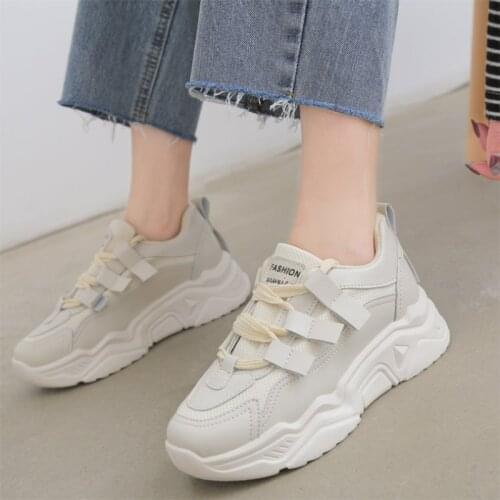 Sports Old Shoes Female 2021 Spring and Autumn New Korean Style Casual Shoes Female Students Thick-soled Tide Sports Shoes