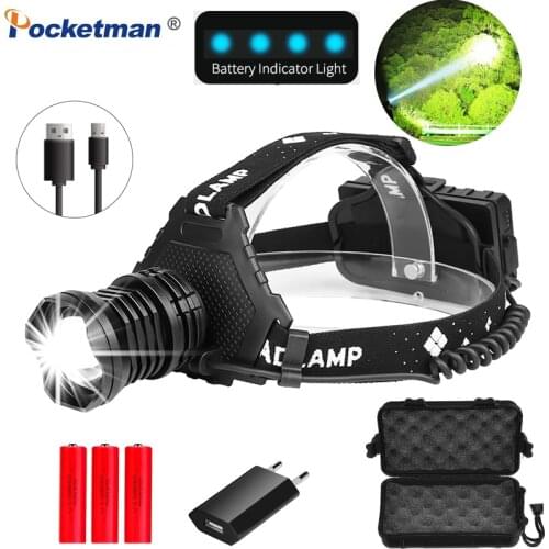 50000Lms LED Headlamp XHP90.2 High Power LED Headlight Usb 18650 Rechargeable Head Flashlight XHP50.2 Zoom Head Torch