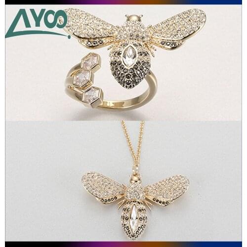 SWA Fashion Jewelry Charm Original 1:1,Mysterious Element Lucky Guardian Elegant Ring Necklace Set Female Luxury Jewelry Gifts