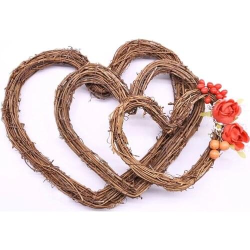 1pc Retro Rattan Heart Natural Dried Grapevine Wreath Xmas Garland Door Wall Wreath Home Wedding Party Decor DIY Weaved Crafts