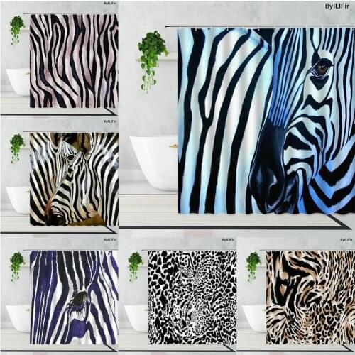 3D Leopard Print Printed Shower Curtain Zebra Pattern Modern Fashion Design Bathroom Window Curtain Waterproof Bathtub Screen