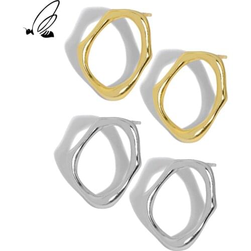 SSTEEL 925 Sterling Silver Design Minimalist Geometric Irregular Surface Texture Stud Earrings For Women Trend 2021 Jewellery