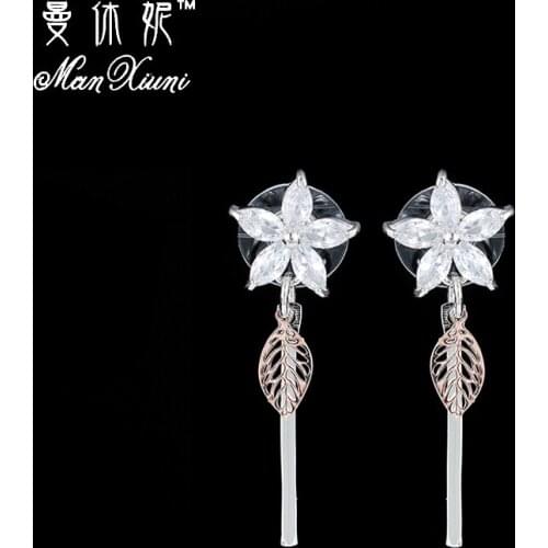 Fashion Bohemian Long Earrings Unique Natural Leaf Flower Zirconia Earrings Statement For Women Party Gifts HB1008