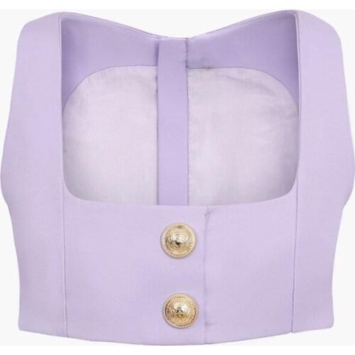 HIGH QUALITY Newest 2021 Designer Tops Womens Square Collar Lion Buttons Crop Camis