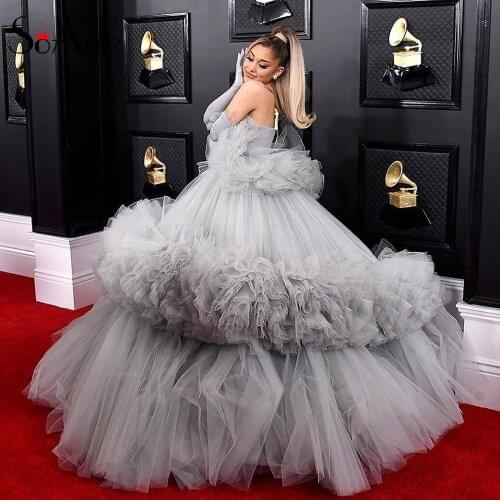 SoAyle Ball Gown Strapless Celebrity Dresses Puffy Prom Gowns Tulle Tutu Large Dress Long