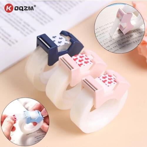 Random Clear Adhesive Tape With Tape Cutting Tool Writable Invisible Correction School Stationery Protable Tape Dispenser 1pc