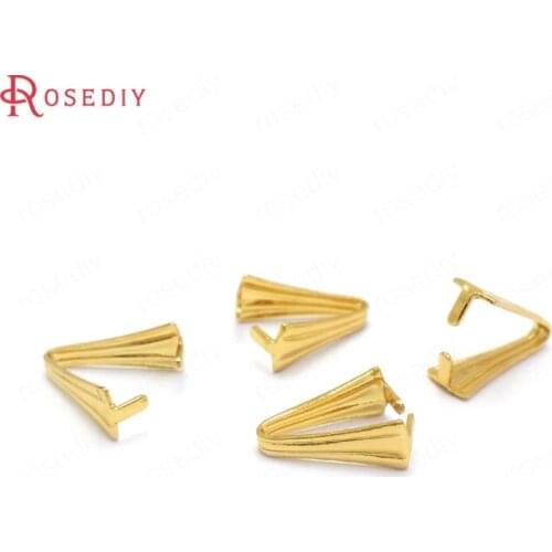 37048-G)100PCS 24K Gold Color Brass Clip Fasten Pendants Charms Connect Clasps Jewelry Making Supplies Finding Accessories