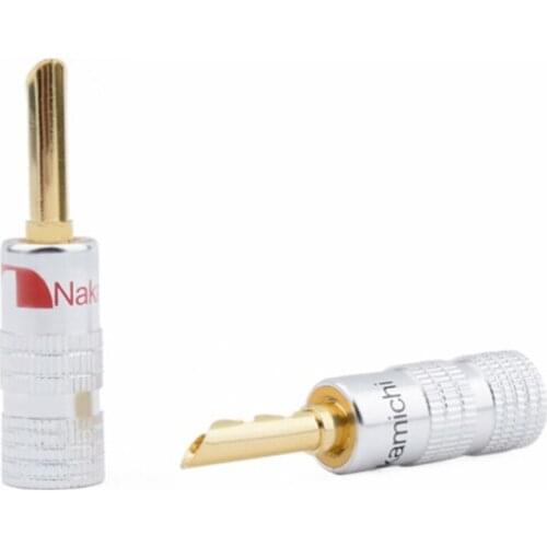 4PCS Nakamichi 24K Jagged Gold Plated Copper 4mm Black Red Banana Plug Male Speaker Connector