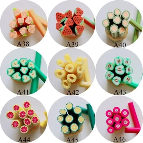 5pcs/lot 5mm*5CM New Fruit Series Polymer Clay Cane Fancy Pineapple Strawberry Pear Apple