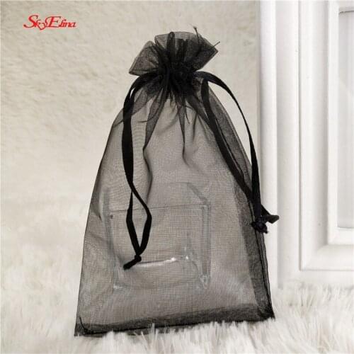 50pcs 9*14CM Organza Gifts Bags Boxes Solid Drawstring Pouch Jewelry Packaging & Display Pouches Wedding Party Durable Bags 5Z