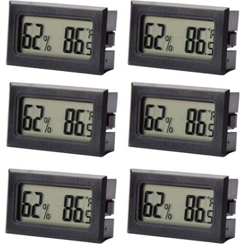 6-Pack Mini Hygrometer Thermometer LCD Display Digital Temperature Humidity Meter Gauge for Incubators Reptile and Humidors Fahr